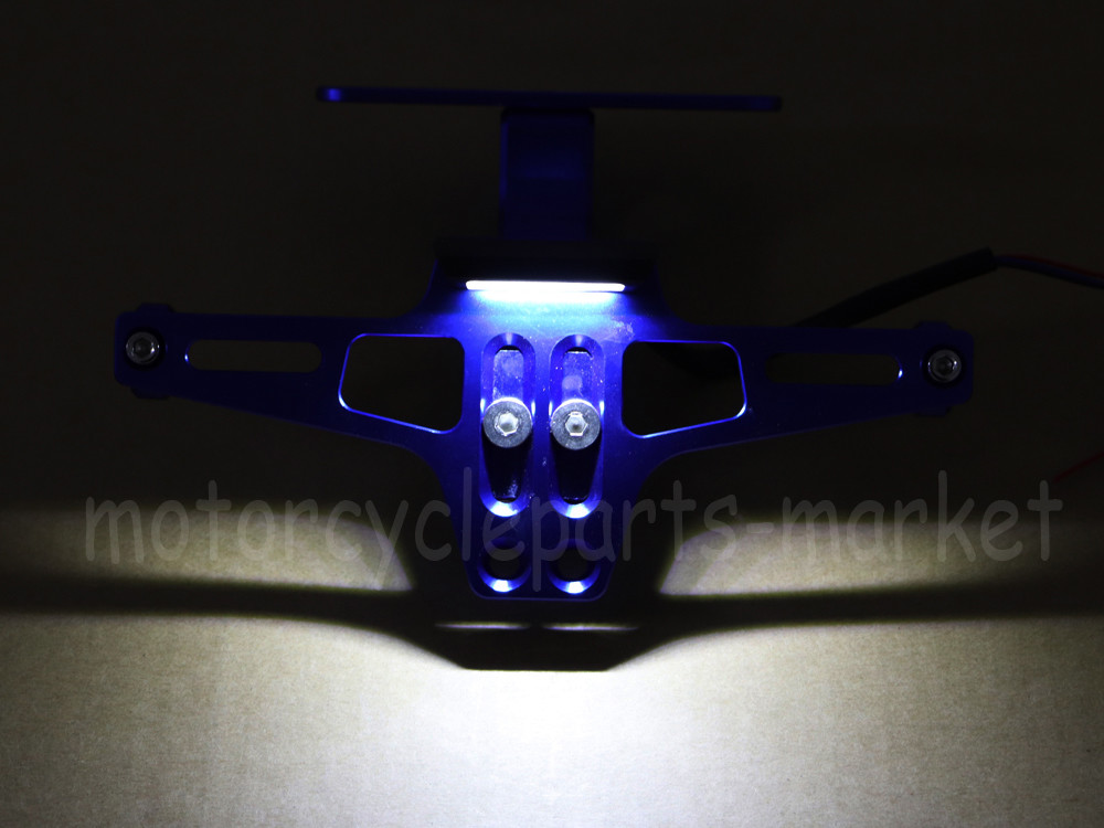 Aluminium Blue Adjustable Folding License Plate Holder Tail Light Mount Bracket