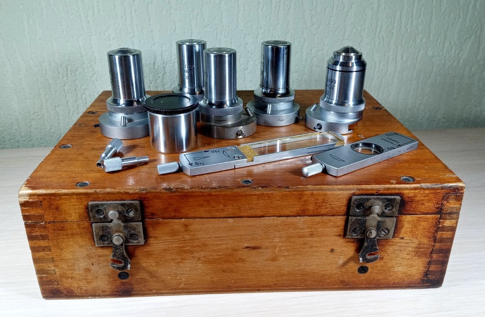 Set lenses lomo microscope Vintage USSR. Набор объективы ЛОМО запчасти микроскоп