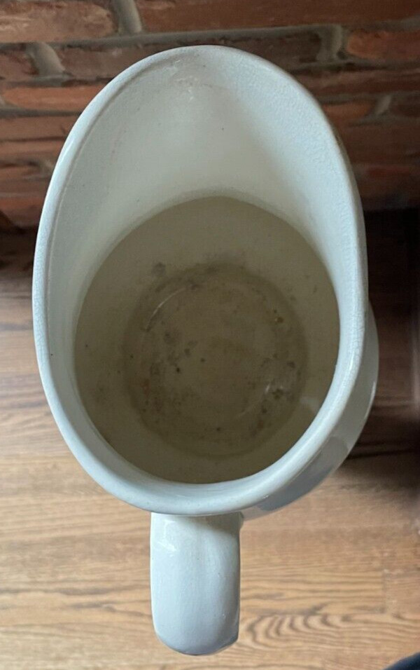 Vintage Off-White Pitcher, 10"H, Leaves