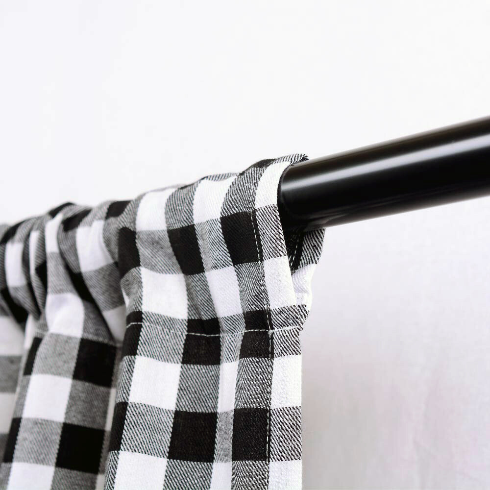 Window Curtain Tier Pair Pack Set Checked Plaid Gingham Kitchen Panel 58" x 24"