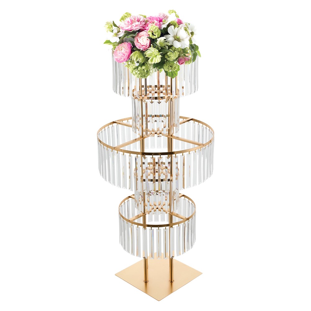 Five-Tier Crystal Flower Stand - Modern Electroplated Iron Display Rack US