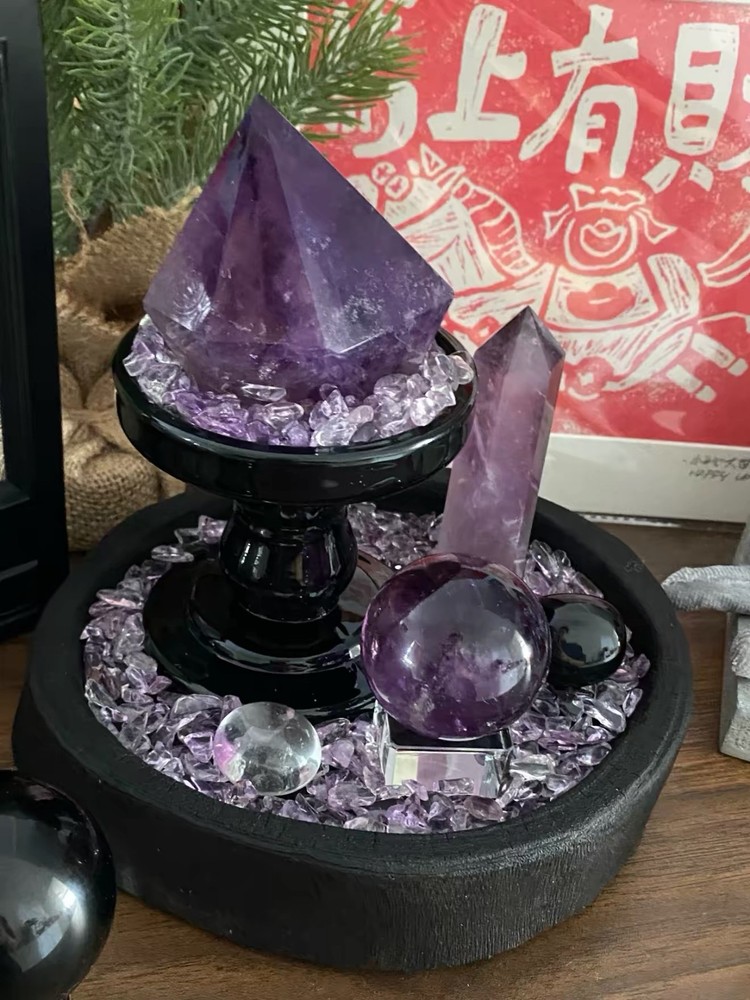 Natural Amethyst Energy Array Ornament - Premium Home Decor