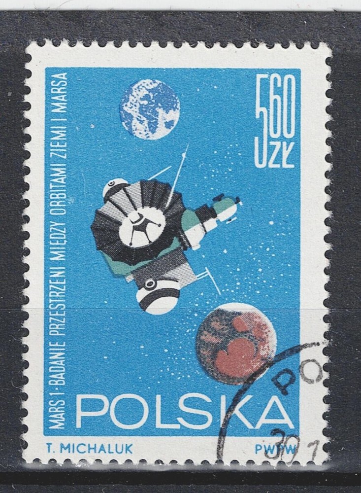 Poland Soviet Space Mars Explorer flight stamp 1961 A-16