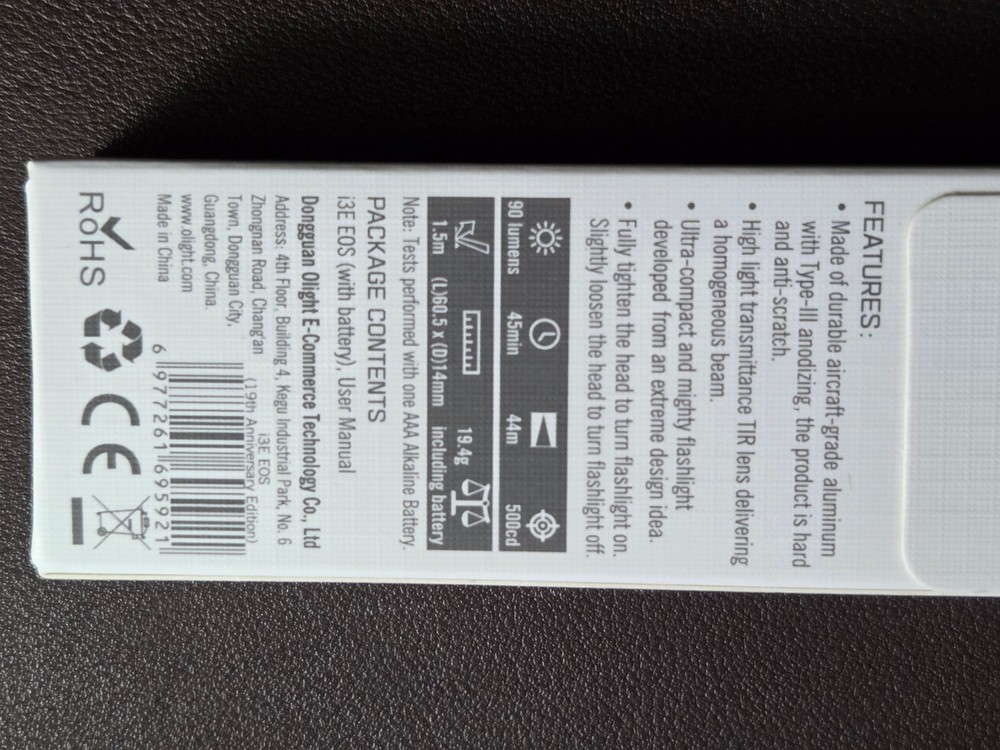 Olight I3E EOS 19th Anniversary Edition Keychain Flashlight