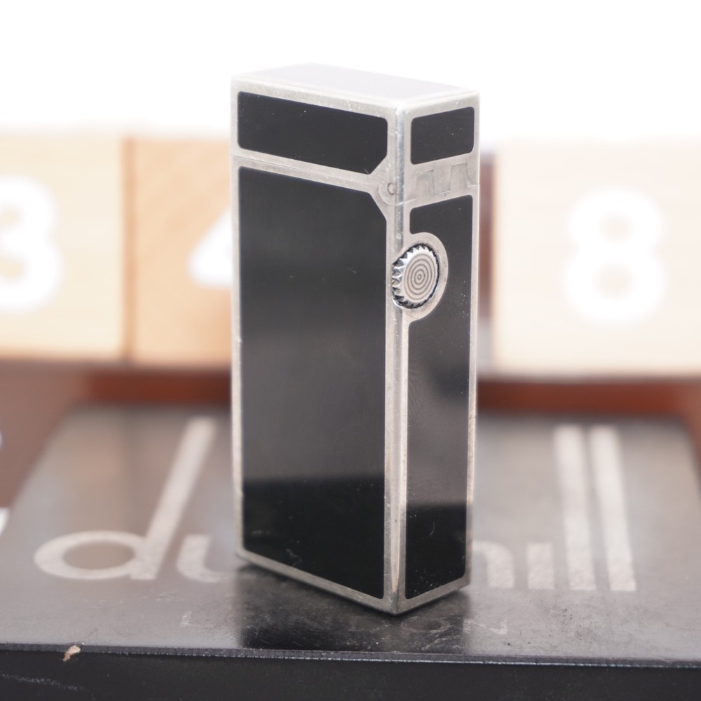 Dunhill Mini Lighter Silver & Black Lacquer_Ultrasonically Cleaned_Working