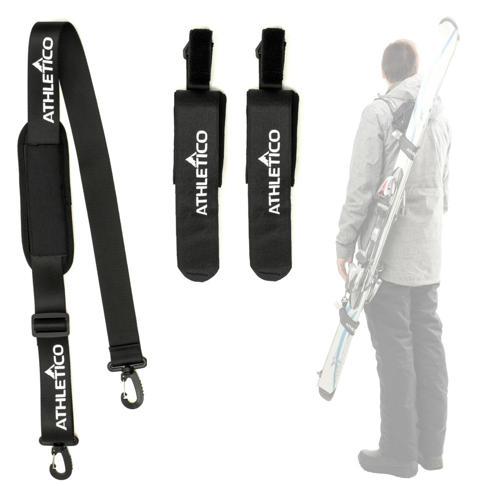 Athletico Ski Strap & Pole Carrier - Adjustable Cushioned One Size, Black