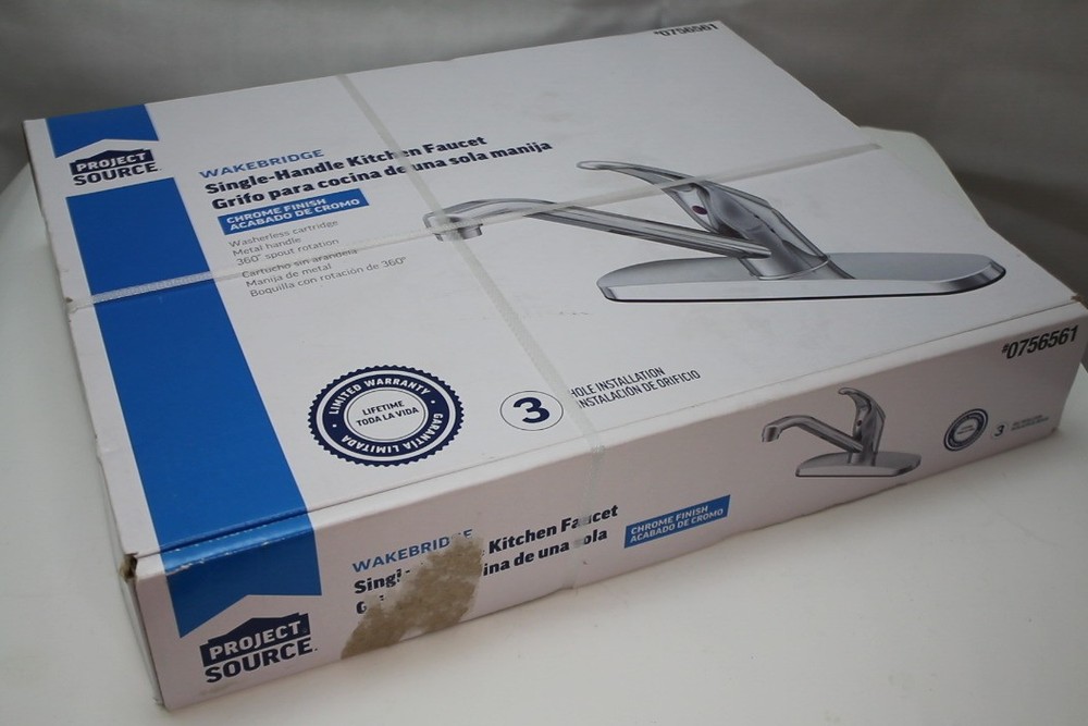 Project Source Wakebridge Single Handle Kitchen Faucet Chrome 0756561 #91b