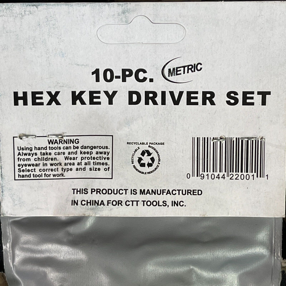 NEW 10-Pc. Hex Key Set - Metric