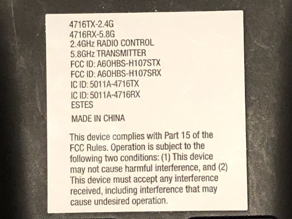 Estes Proto XFPV with LCD Transmitter ONLY