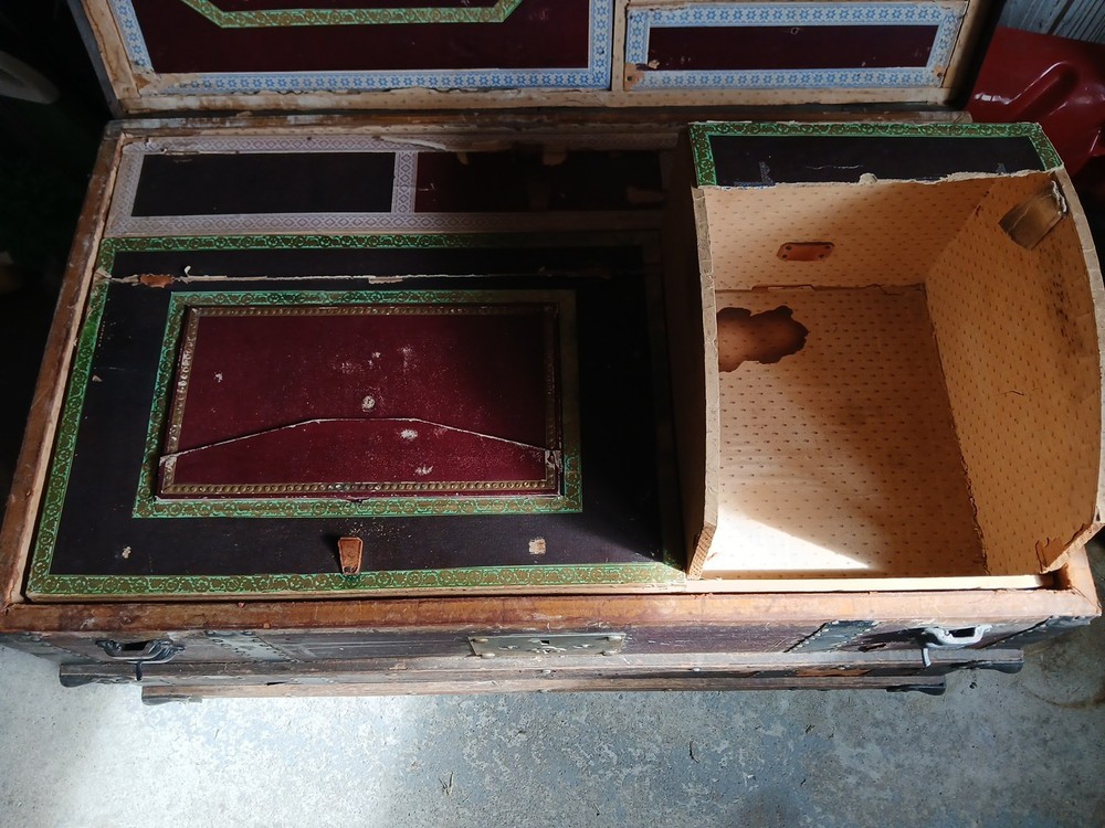 Antique Steamer Trunk with Tray