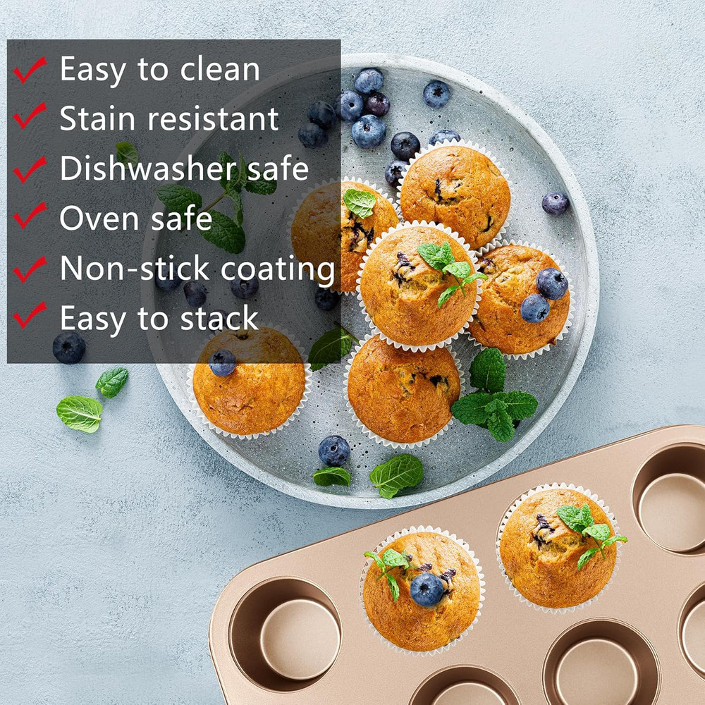 Nonstick Baking Pans Set, 5-Piece Kitchen Baking Sheets for Oven, Bakeware Sets