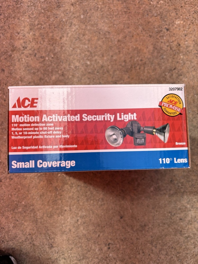ACE Motion Sensor Security Light Outdoor 110° Bronze NEW Sealed
