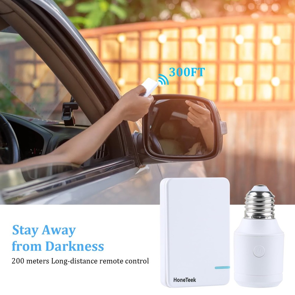 500W Remote Control Light Bulb Socket, E26/E27 Bulb Base Holder, 100FT Range,...