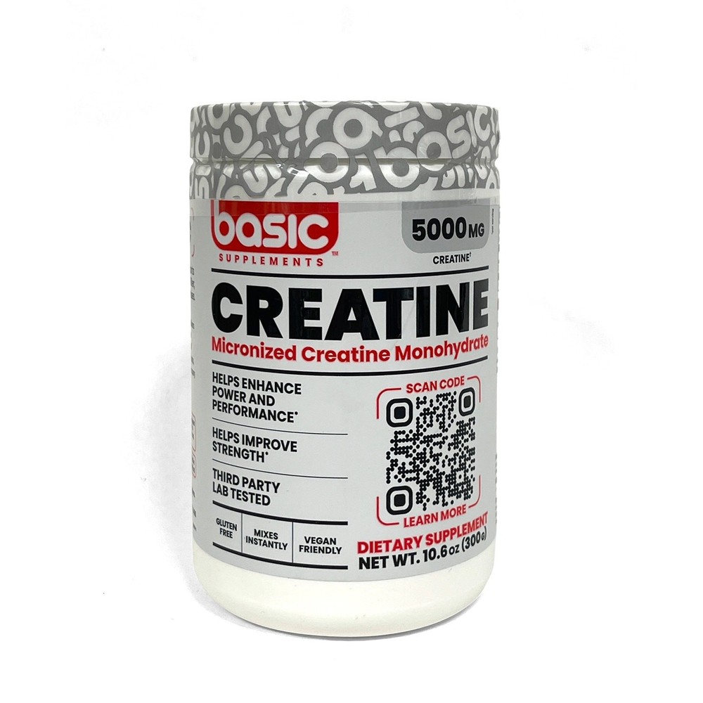 BASIC SUPPLEMENTS Micronized Creatine Monohydrate 5000mg 60 Serv Sealed Dec 2026