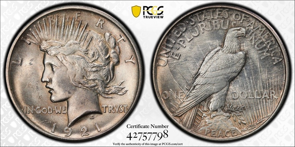 1921 Peace Silver Dollar PCGS MS-63