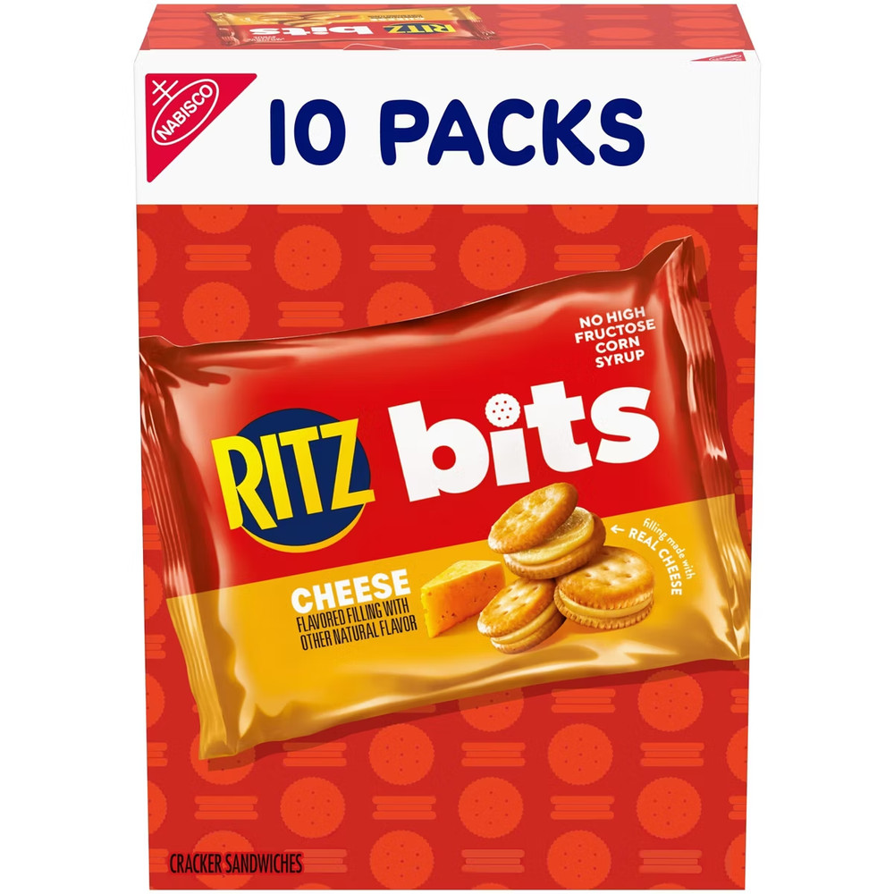 RITZ Bits Cheese Sandwich Crackers Snack Pack Lunch Snacks - 10ct