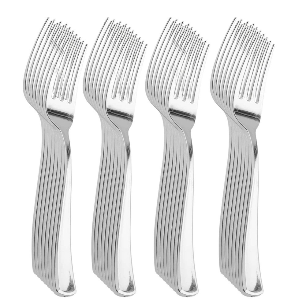 Silver Plastic Forks: 18 Pack