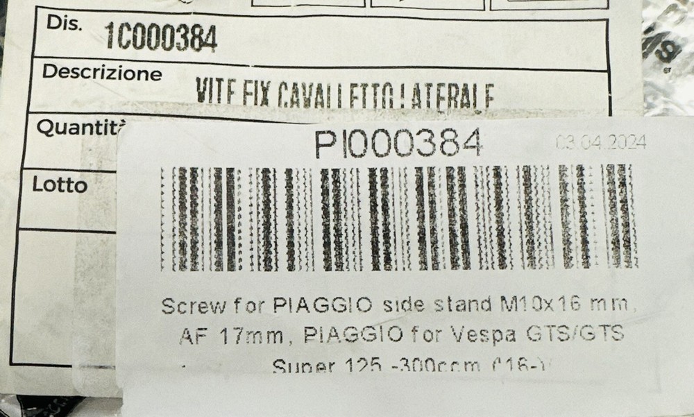 PIAGGIO SCREW 1C000384