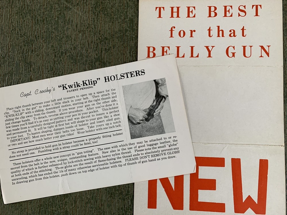 Vintage Capt Crosley’s Kwik-Klip Holsters Info Insert & Wrapper