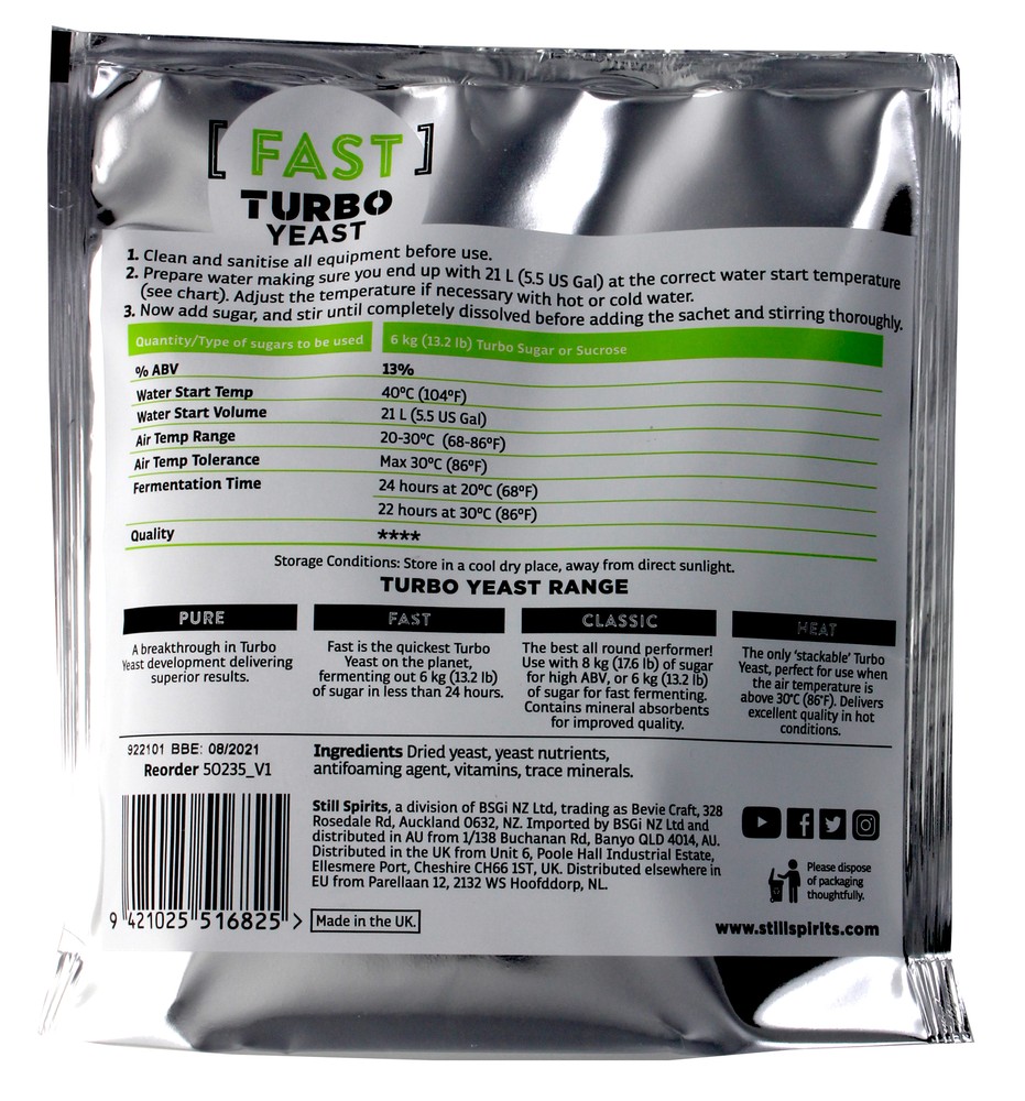 Still Spirits Fast Turbo Yeast 24 hour