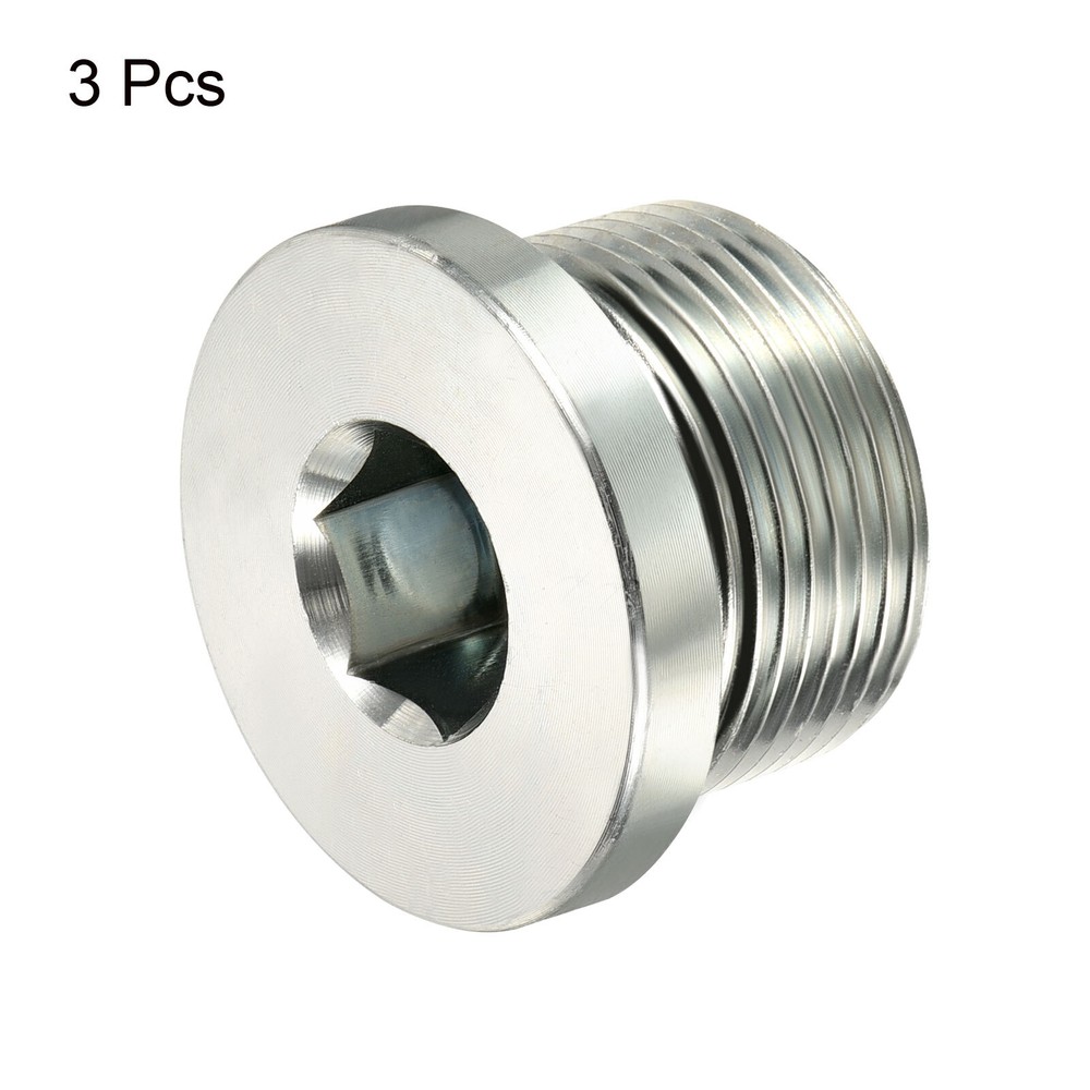 M26*1.5 Hex Head Pipe Fitting Plug, 3 Pack Male Thread 45# Steel Plug