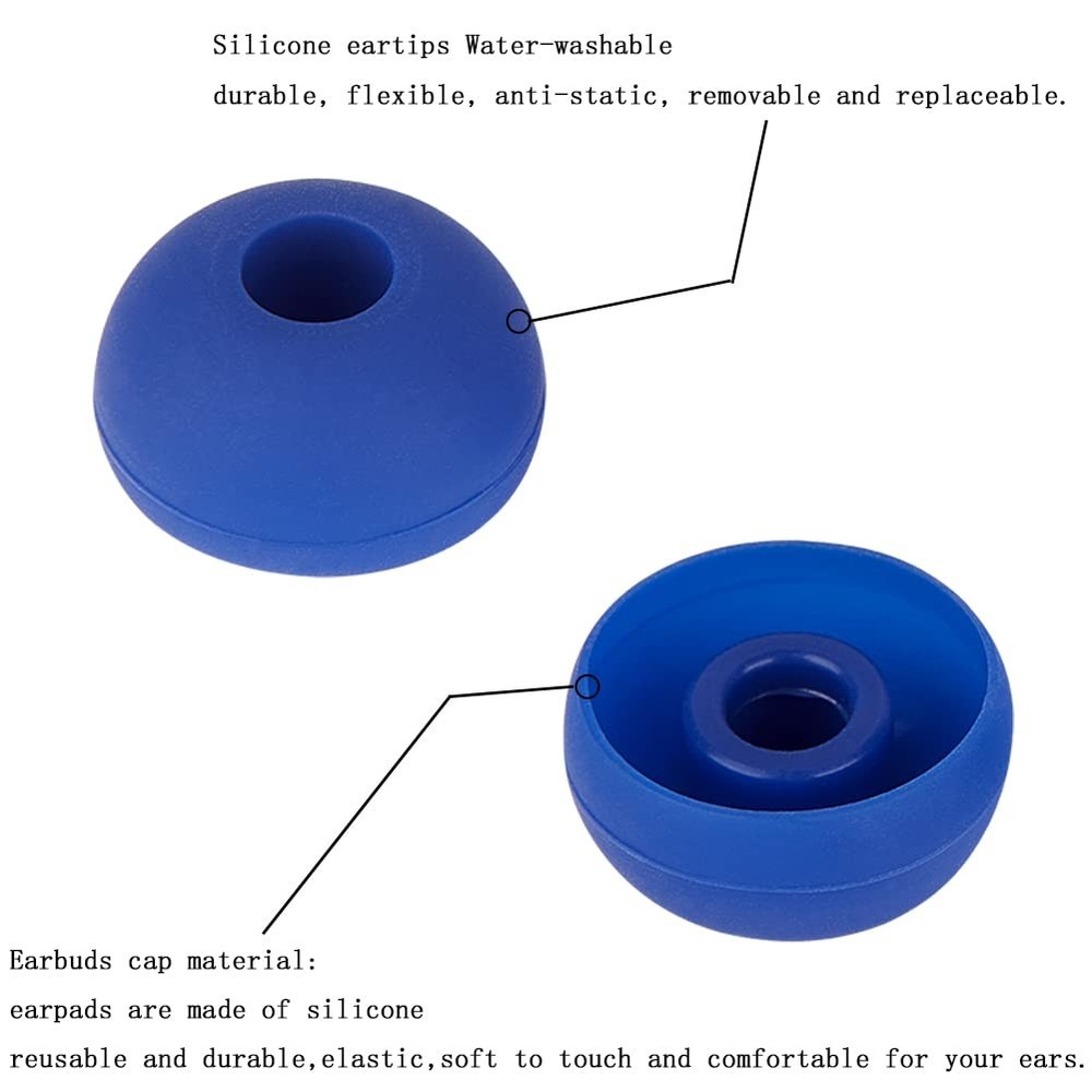 4 Pairs Silicone Earbud Tips Replacement Eartips Earbuds large, Dark Blue