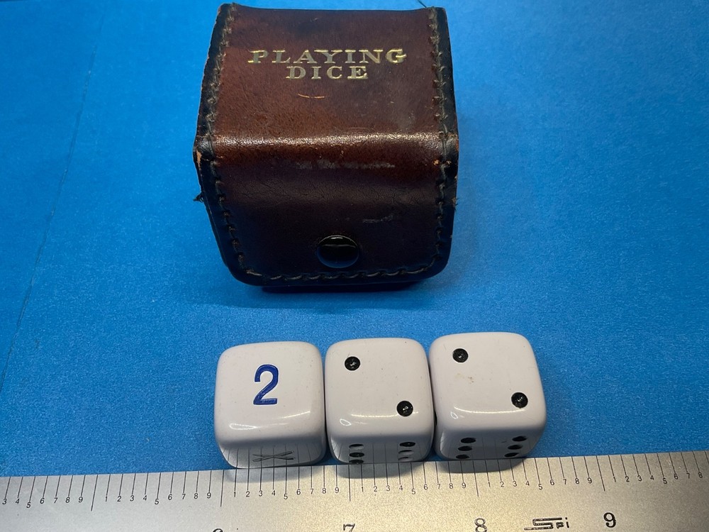——— QUALITY SET OF DICE WITH LEATHER CASE——-B-2