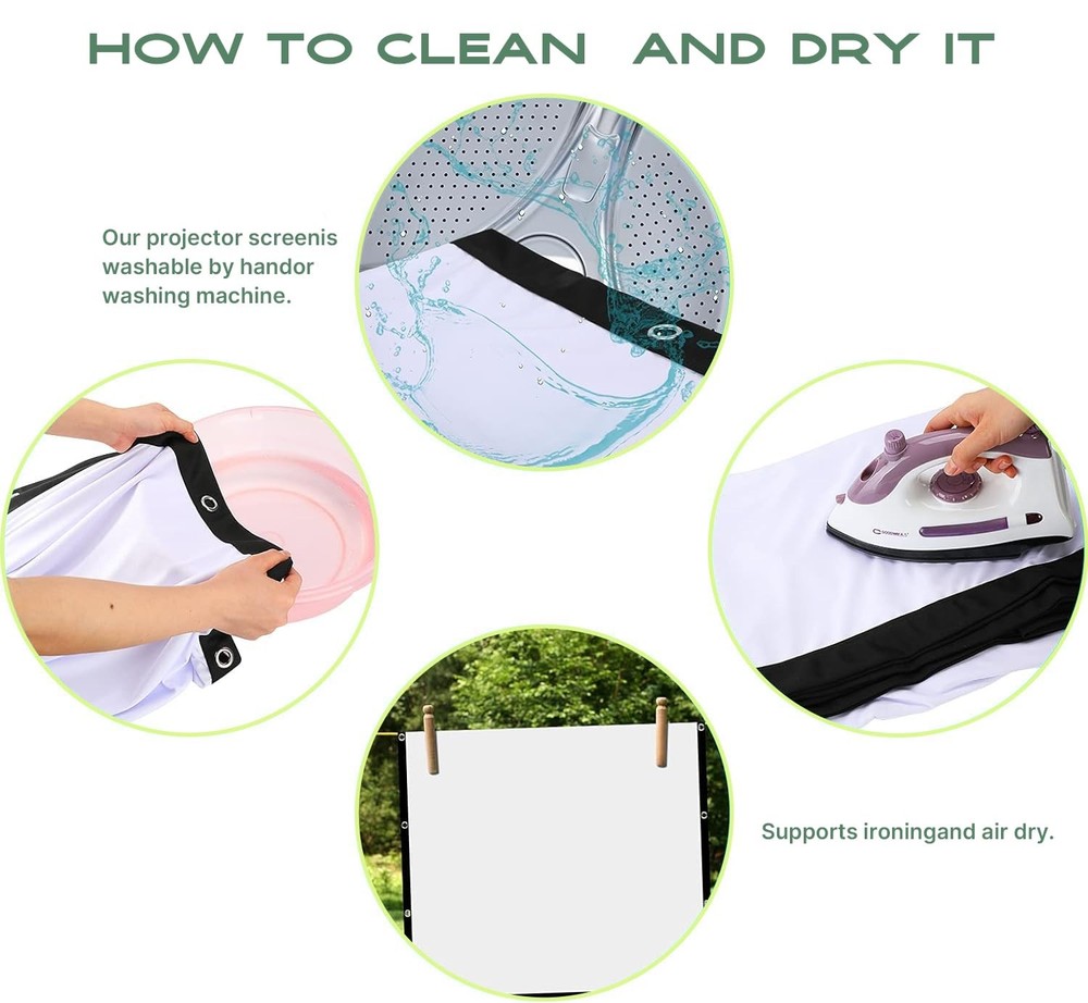 100 Inch Foldable Projector Screen 16:9 Washable