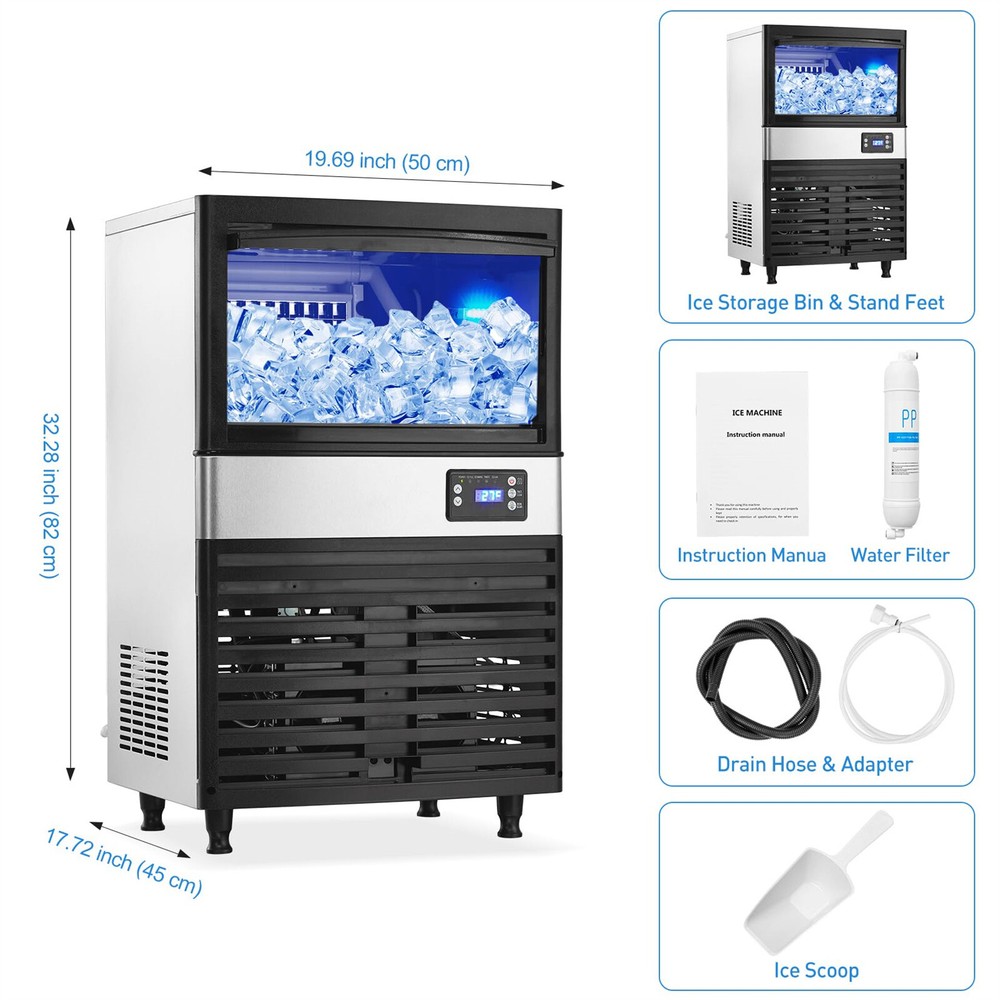 340W Ice Maker Machine 150LBS/Day Crushed Ice Maker with Chewable Ice Cubes NEW