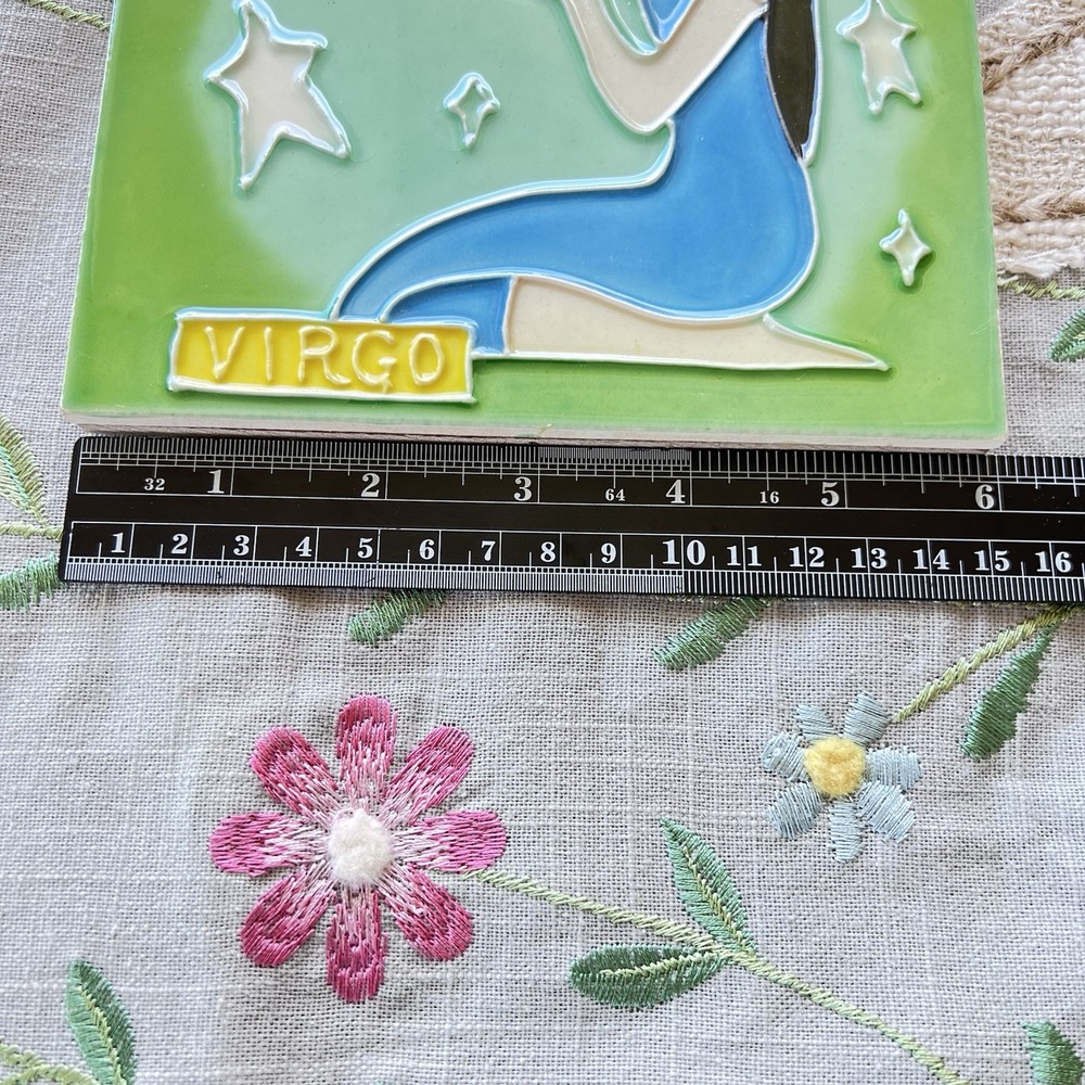 Green Astrological Virgo Ceramic Tile