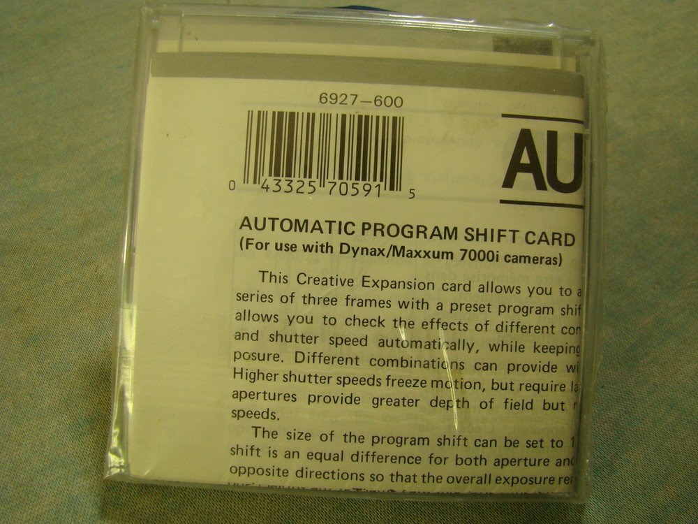 Minolta Maxxum Creative AUTOMATIC PROGRAM SHIFT Card Old Stock, Vtg Camera