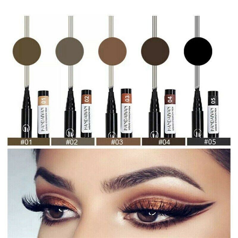 2 Pack Long-Lasting Liquid Tattoo Eyebrow Pens: 4 Tips, 3D Fork Microblading Ink