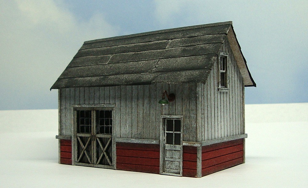 HO scale built wood model Yard Shed