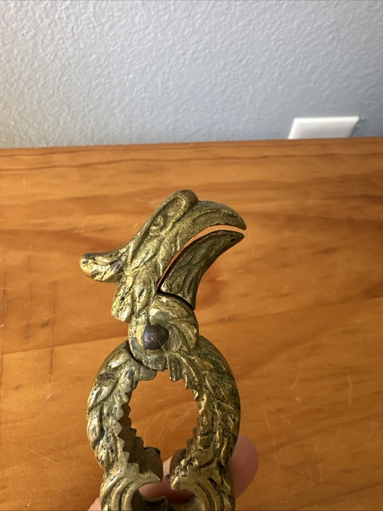 Vintage Antique Solid Brass Eagle Bird Head Nut Cracker