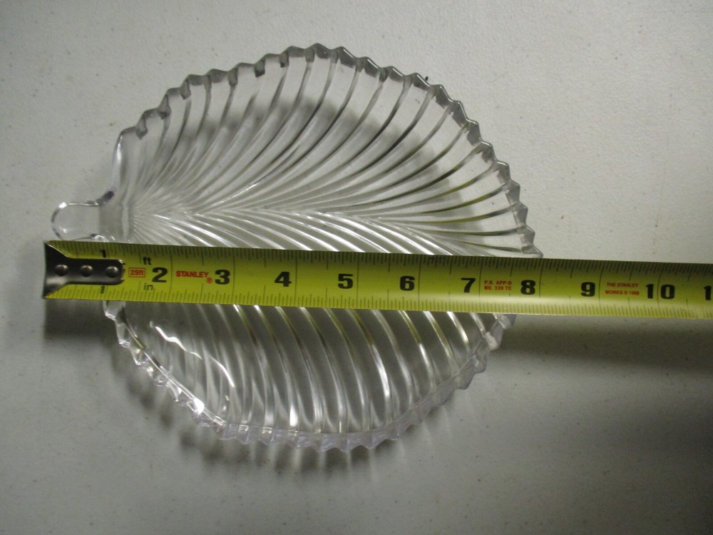 Leaf Shaped Candy or Relish Dish Clear Glass
