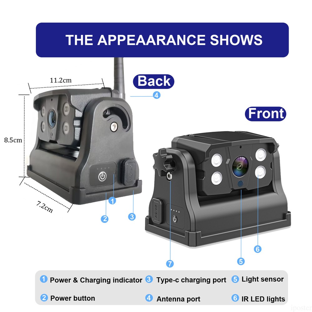 WiFi Backup Camera Magnetic Base Battery Powered Sonix App HD For iPhone/Android
