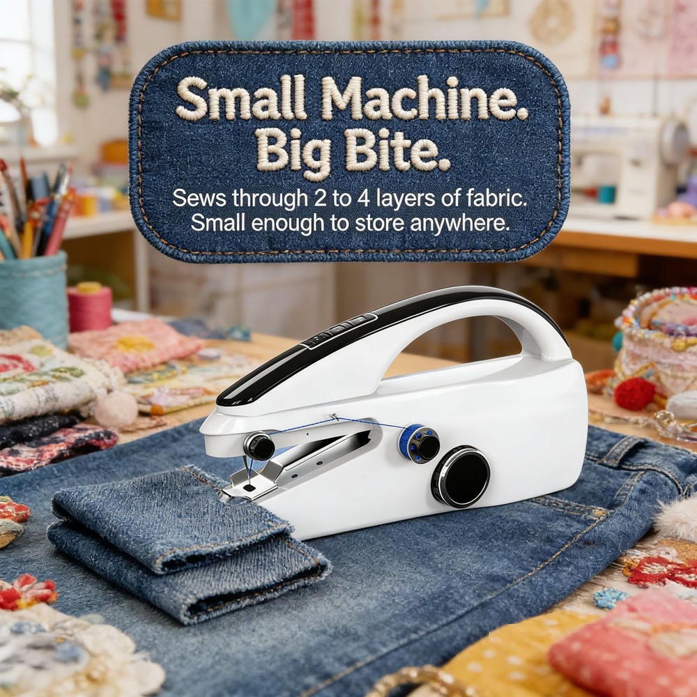 Handheld Sewing Machine, Two-Speed Portable Mini Handheld, White