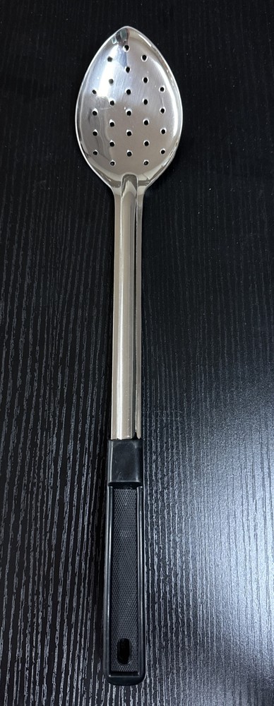 Winco Perforated Basting Spoon with Stop Hook and Bakelite Handle, 15-inch
