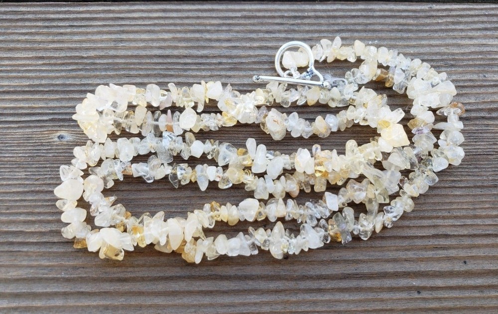 NATURAL CITRINE STONE GEMSTONE 30" CHIP NECKLACE