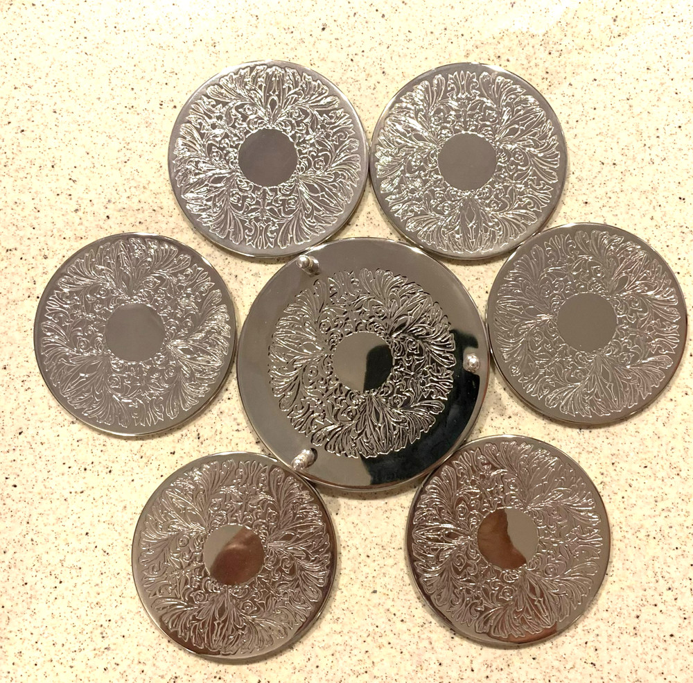 Wm Rogers & Son Silverplated 7 piece Coaster Set Original Box