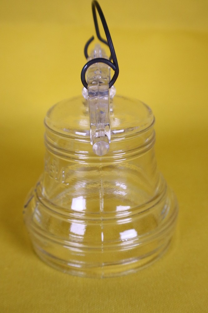 Liberty Bell Clear Glass with Wire Handle Candy Container No Screw Cap