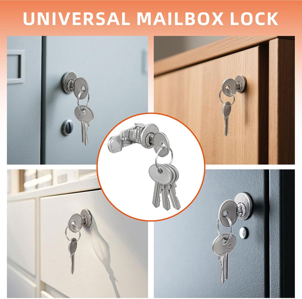 Mailbox Lock Replacement with 4 Keys - Multipurpose Mail Box Locks Compatible wi