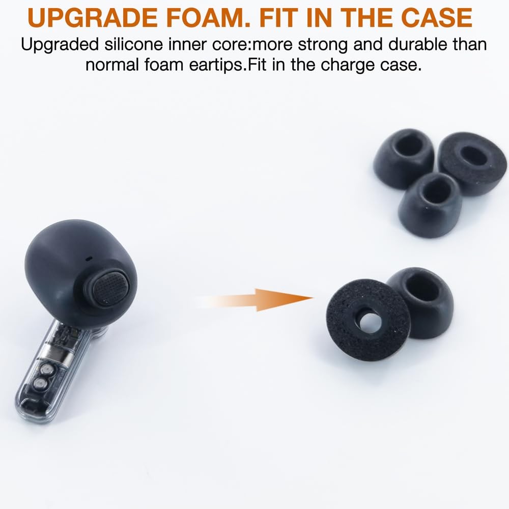 TENNMAK Memory Foam Eartips Compatible with Nothing Ear/Nothing Ear (a) black