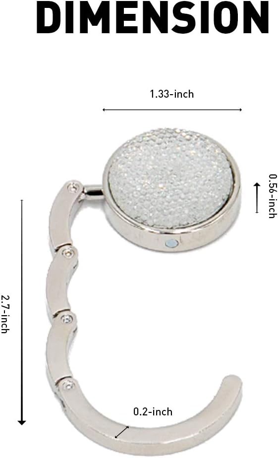 TANOSII Foldable Purse Hook Floding Handbag Hanger Bling Rhinestone A-White*1