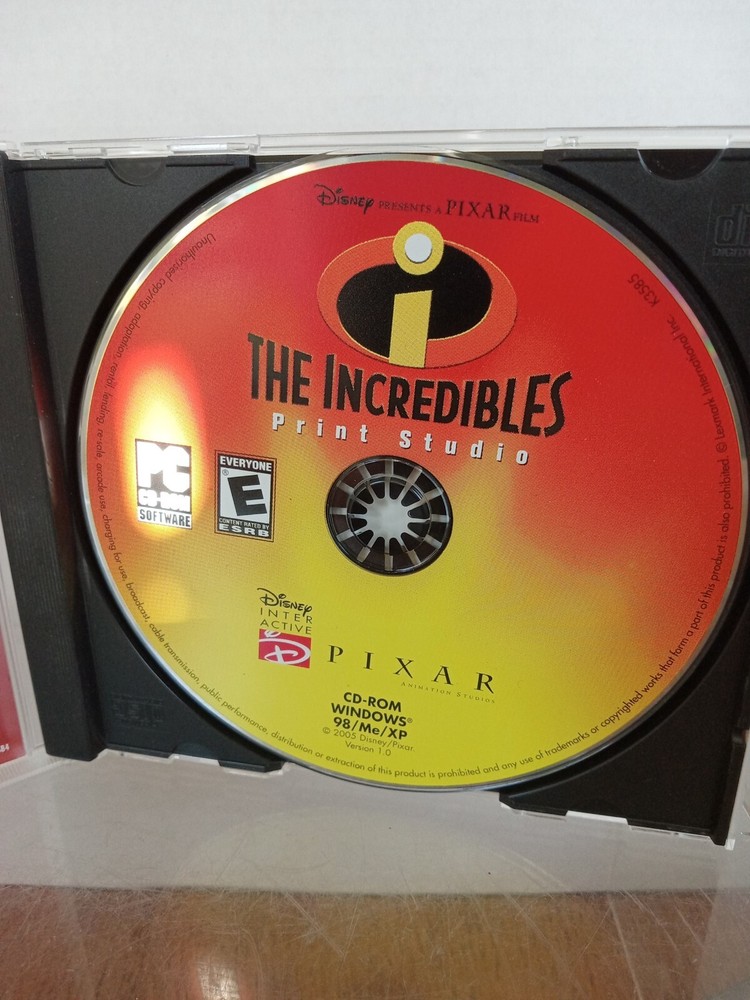 The Incredibles PC-CD Rom Print Studio Disney Pixar Sealed Software Rated E