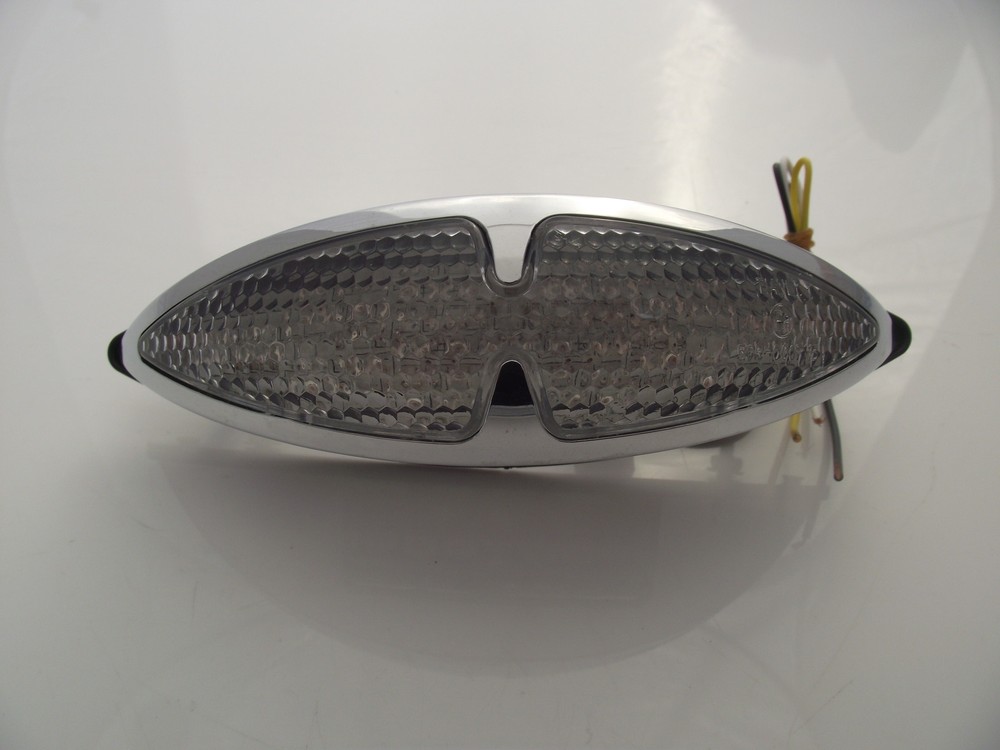 LED rear light oval chrome with integral indicators custom