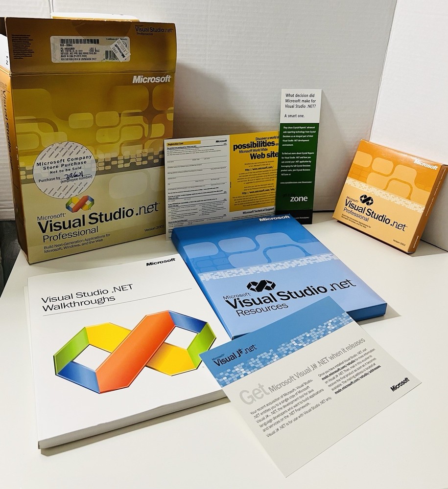 Vintage Microsoft Visual Studio.NET Professional Software suite Version 2002