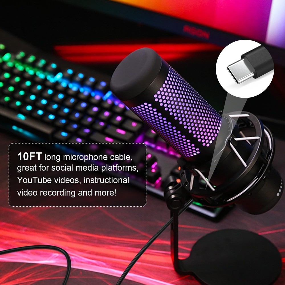 USB Data Charging Cable Cord with HyperX QuadCast 2, SoloCast, QuadCast S USB...