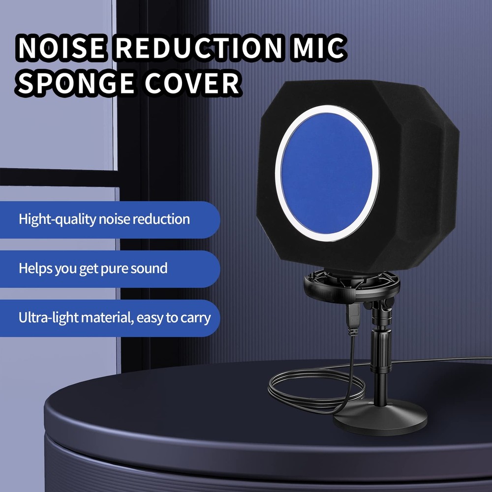 Professional Microphone Isolation Shield with Pop Filter,Reflection Filter fo...