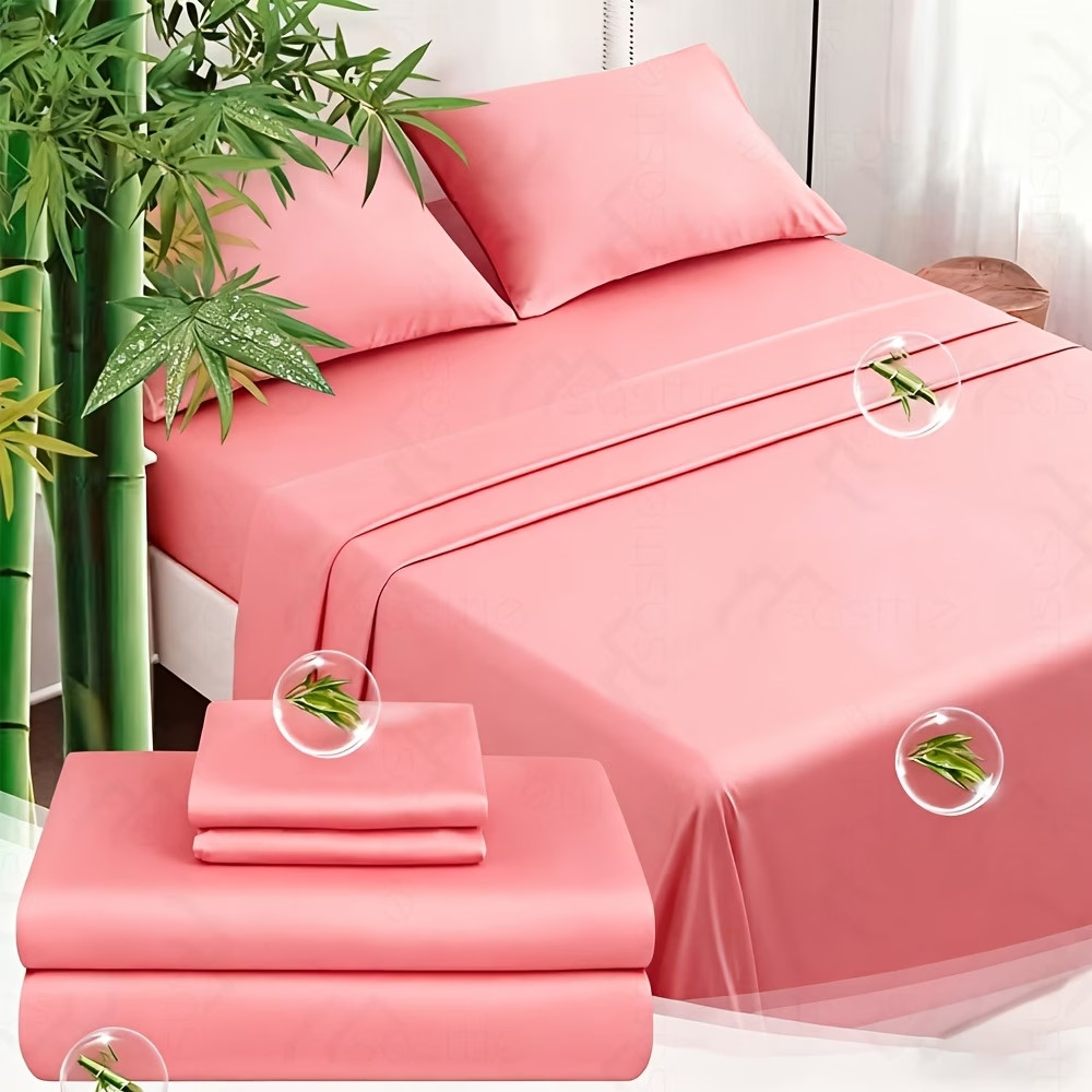 Bamboo Cooling Bed Sheet Set Queen King Deep Pocket Soft Breathable Bedding